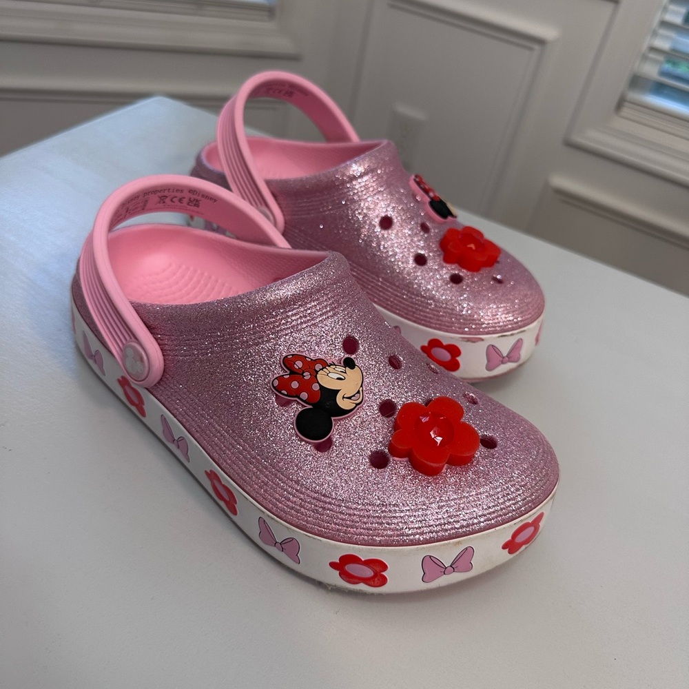Disney Kids Pink Glitter Crocs size J1
